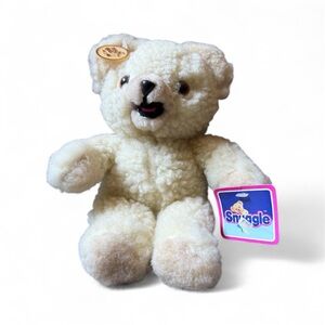 Vintage 1986 Snuggle Teddy Bear Fabric Softener Russ 10” Plush Cream Tags Retro